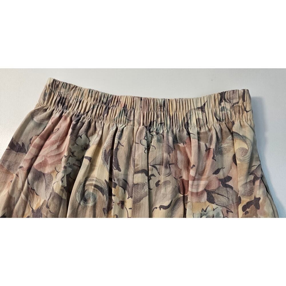 Floral 8 Pleated Vintage Skirt w Pockets 80's Toni Garment for CC Magic Neutral+ - Picture 6 of 8